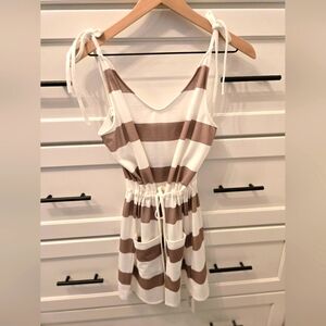 Striped Khaki and White Dress